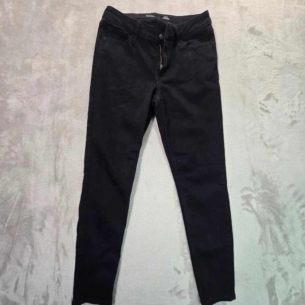 Old Navy Rockstar Super Skinny Jeans Black Mid-Rise Stretch Denim Womens 8